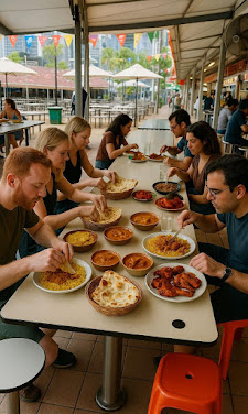 Diners enjoying a spread of Indian curries and naan at the Newton Circus outlet